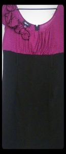 Pink top Black bottom fitted dress