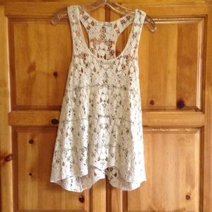 Crocheted lace tank by Solitaire