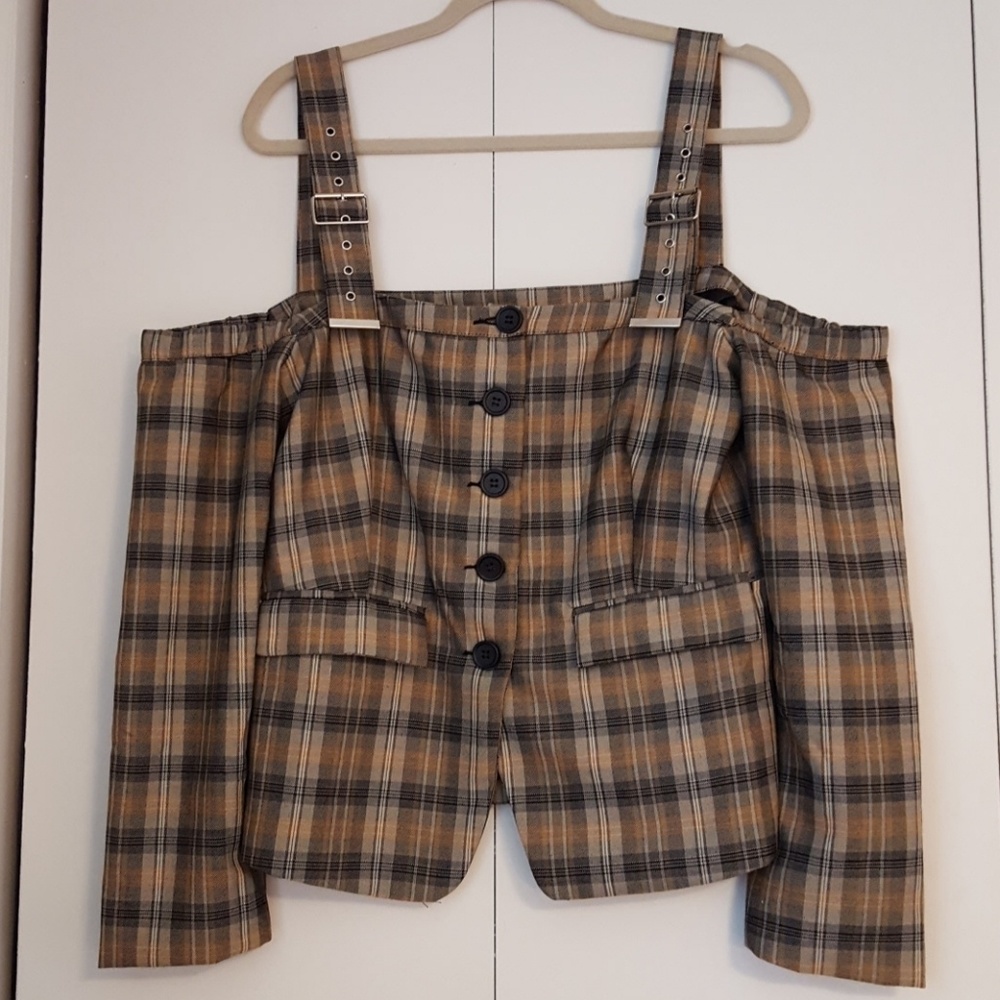 Off the shoulder blazer shirt