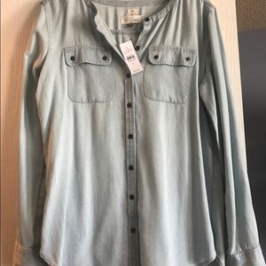 LOFT Long Sleeve Denim Button-Down