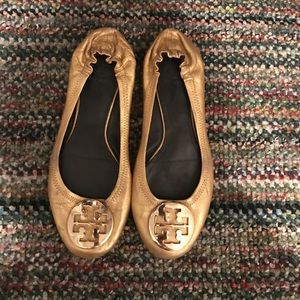 Gold Tory Burch Flats