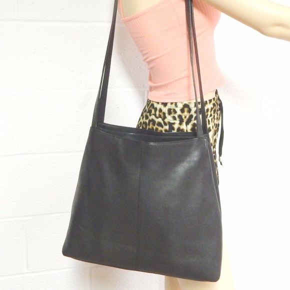 Esprit Bags Leather Black Shoulder Tote Shopper Bag Euc Poshmark