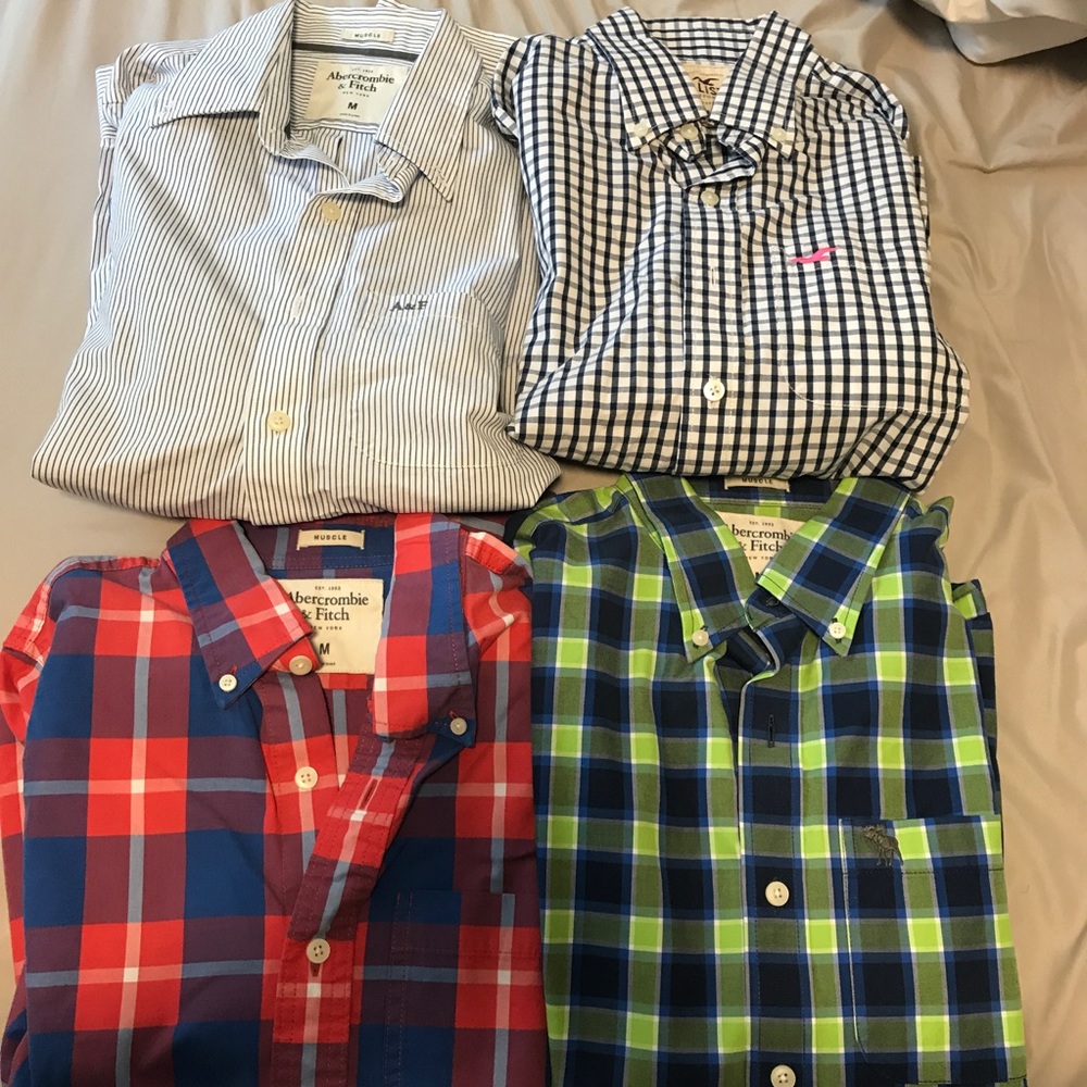 Lot of 4 Abercrombie and Hollister button shirts