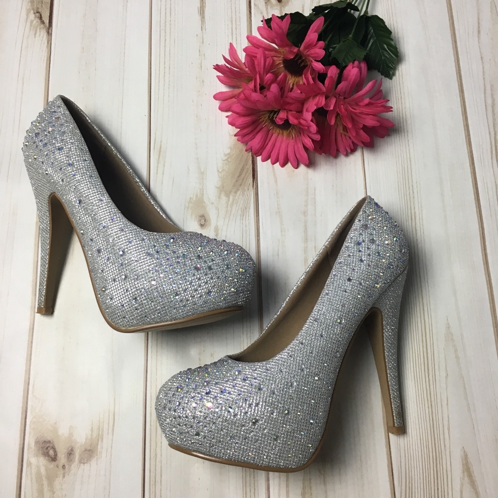 Sparkly Silver Six Inch Heels