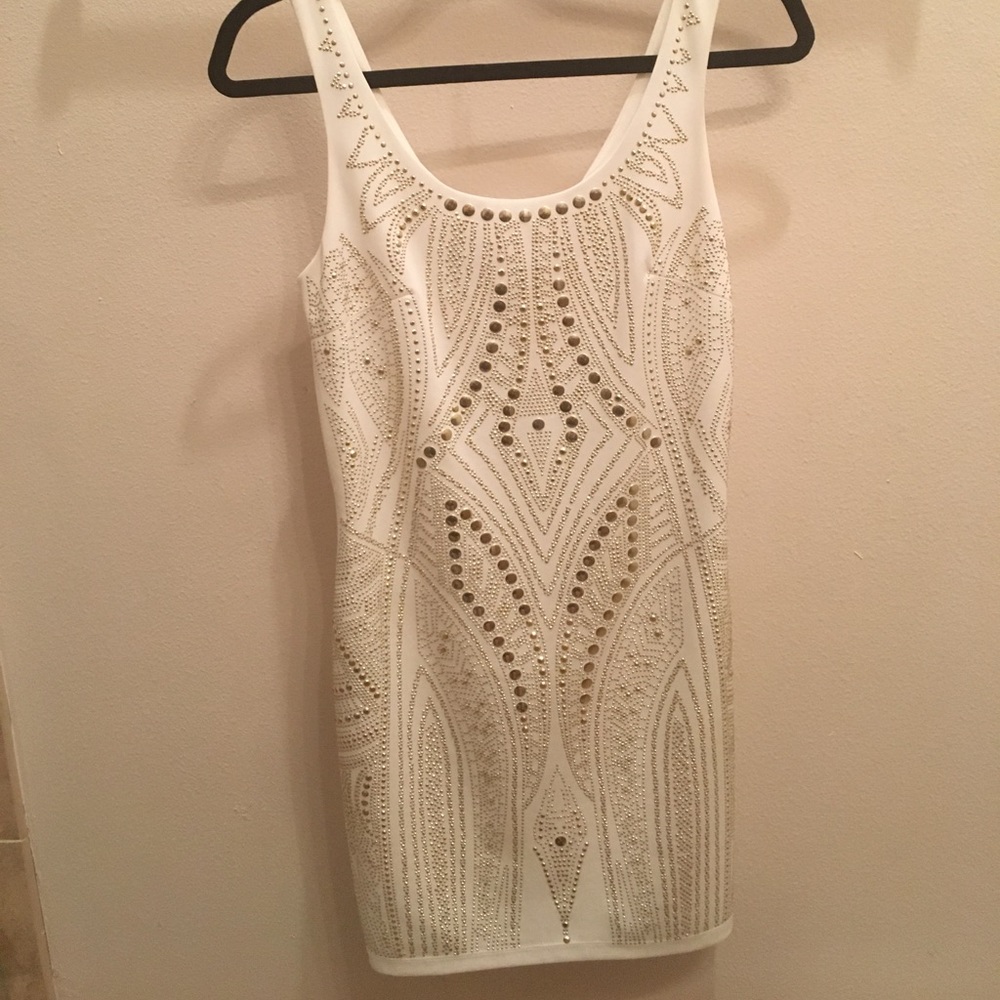 Bebe white jeweled dress