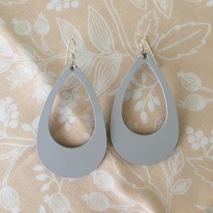 Light grey cutout Nickel & Suede leather earrings