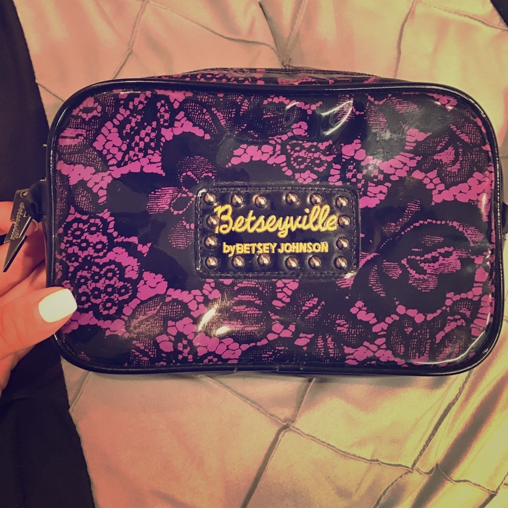 Betsey Johnson Purple Lace Makeup Bag