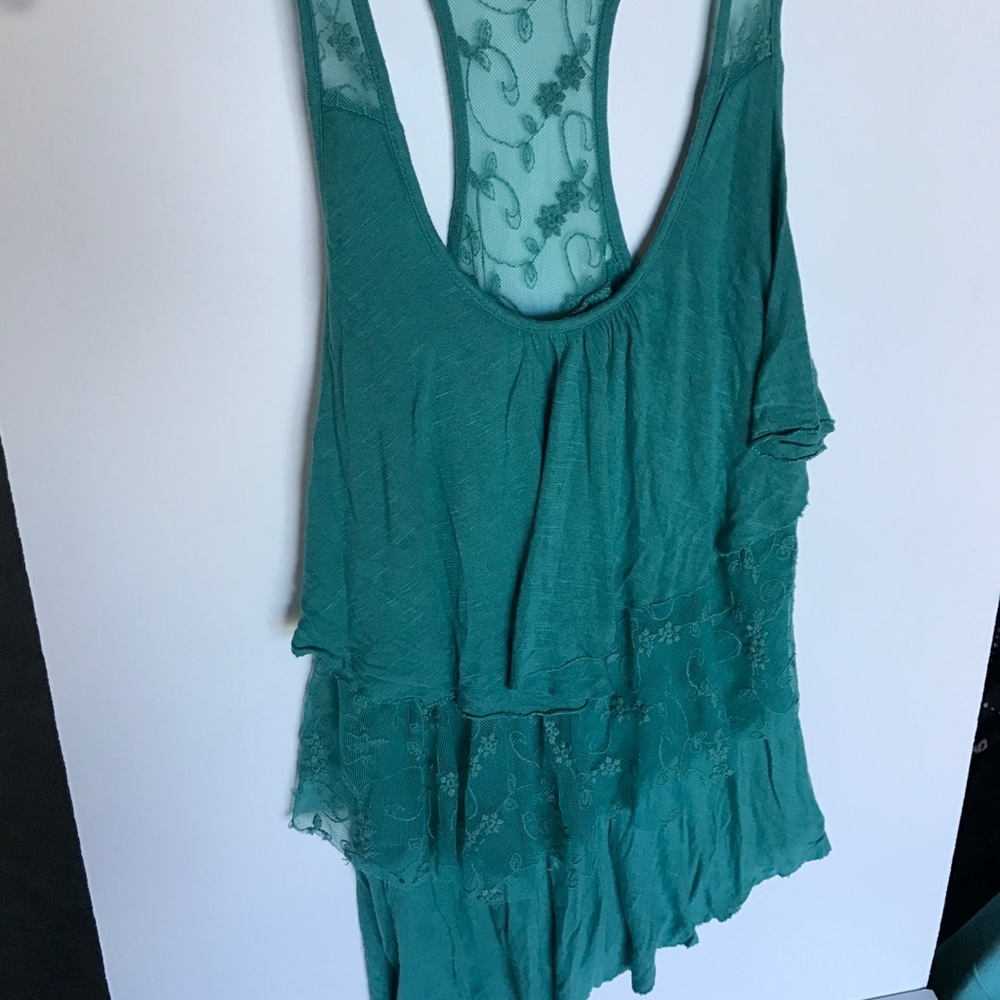 Teal Tank with Lace Detail