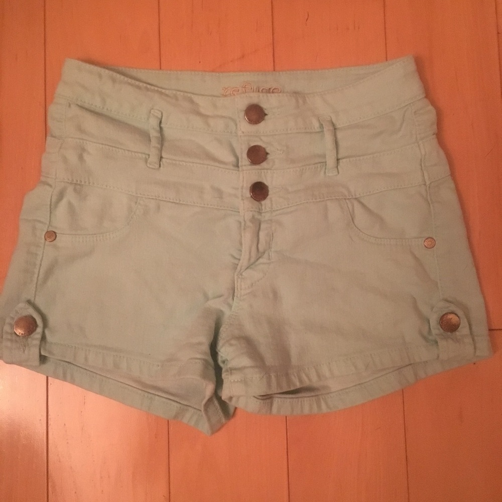 mint green size 0 high waisted shorts BARELY worn