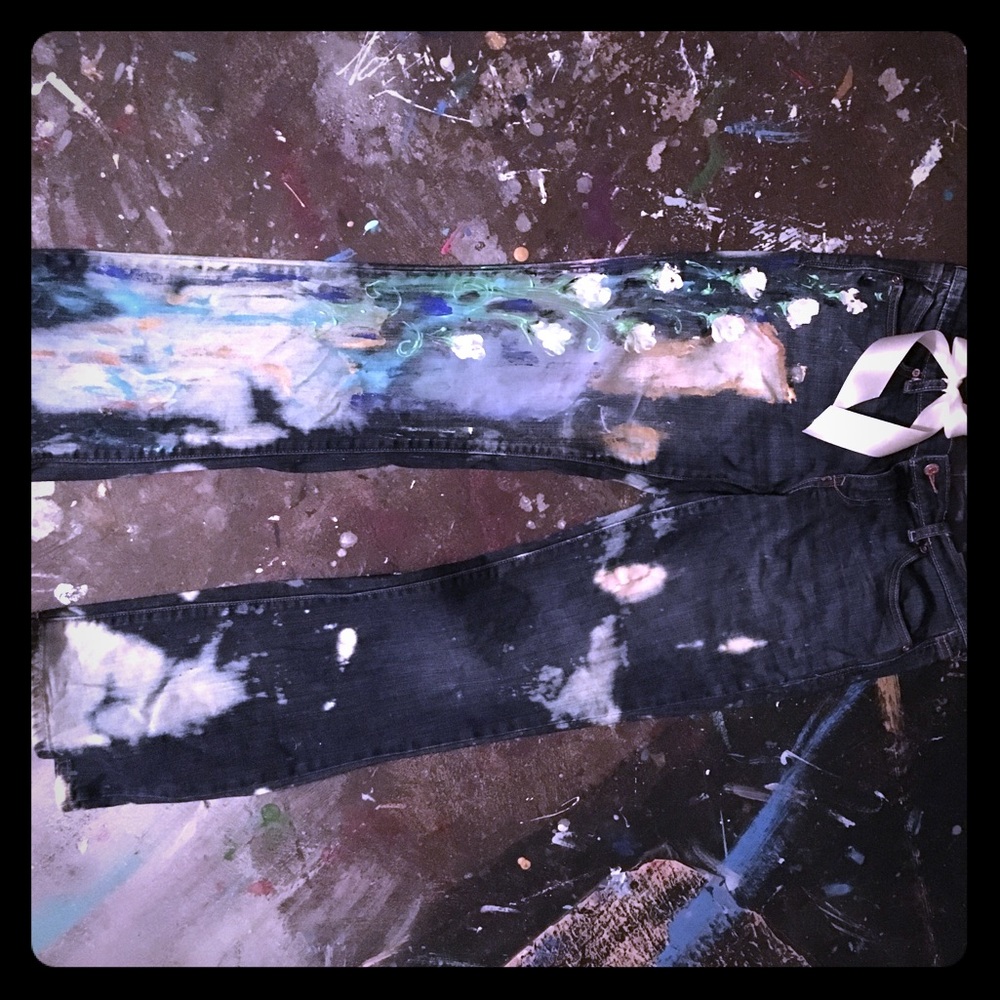 Hand painted vintage jeans