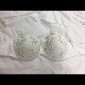 Victoria's Secret white jeweled Bandeau bikini 36D