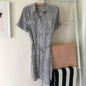 Printed LOFT shirt dress navy