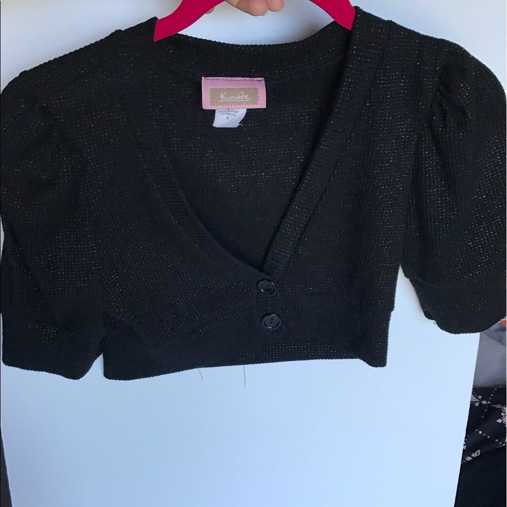 Black Sparkle Cropped Cover-up