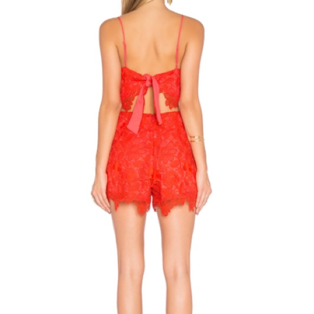 Lovers & Friends Red open back Romper