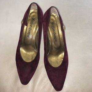 YSL maroon suede pumps - EUC.