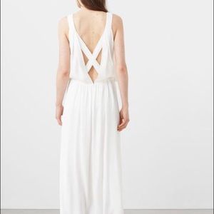 Double gown open cross back black dress MANGO