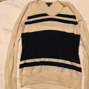 Navy blue and white striped sweater