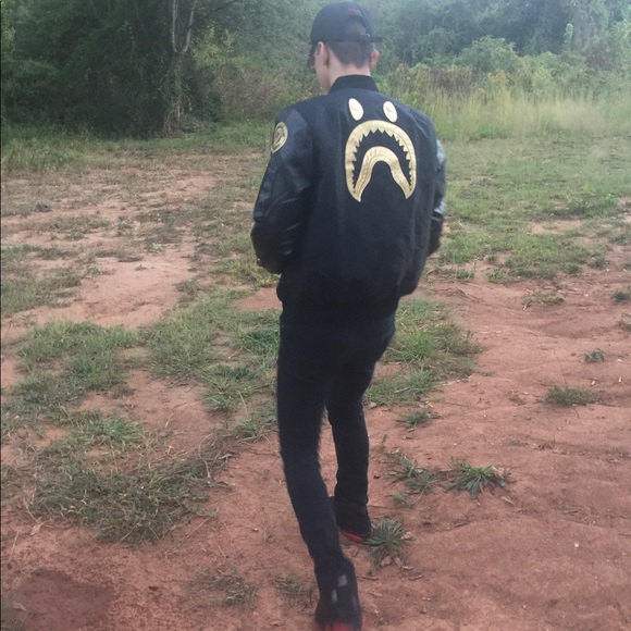 A bathing ape black bomber jacket