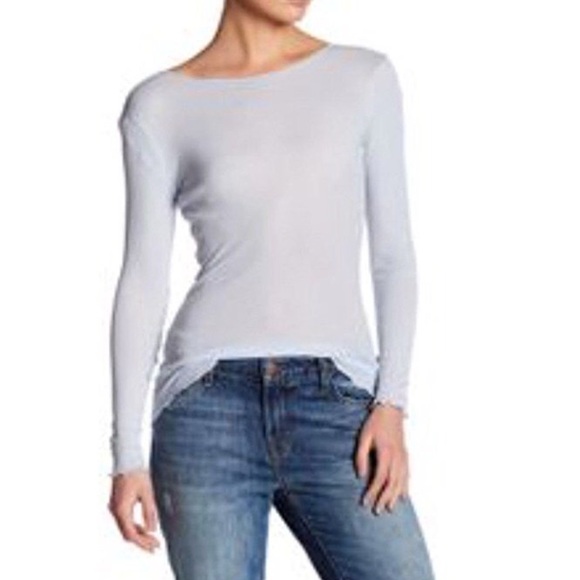 Free People Tops - Free People Blue Women's V-Back Ribbed Knit Top