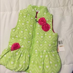 Toddler girls vest, like green and pink, new 2T