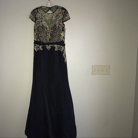 Black Evening Gown with Gold Accents - Picture 1 of 2