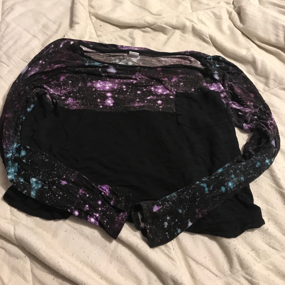 galaxy long sleeved crop top