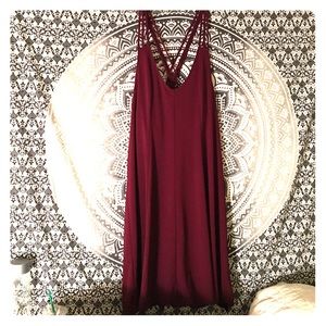 Red multi-strap ALine dress, plus size