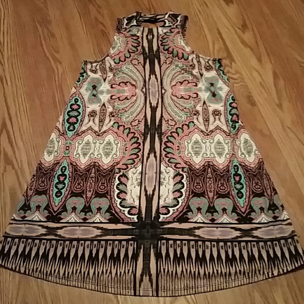 High neck flowy tank dress.