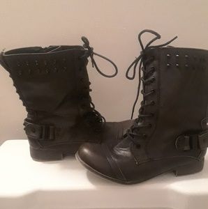 Oak brown mini spiked combat boots Size 7