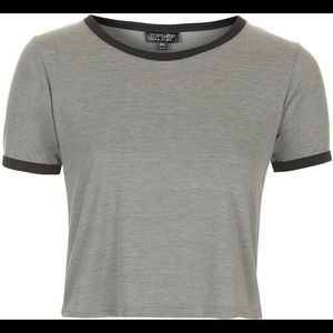 Grey Topshop Ringer Crop Top