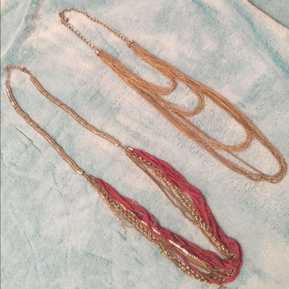 2 gold dressy necklaces