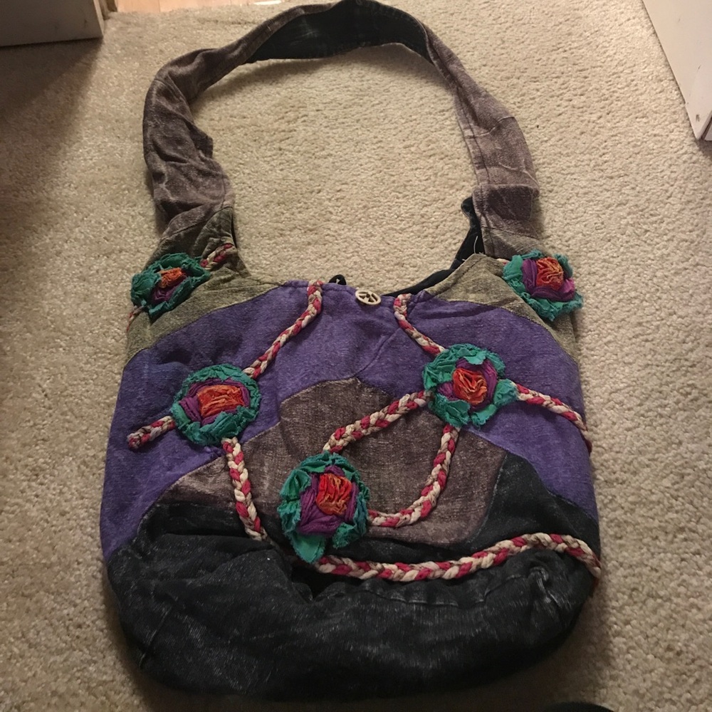 Beautifully embroidered crossbody hobo bag