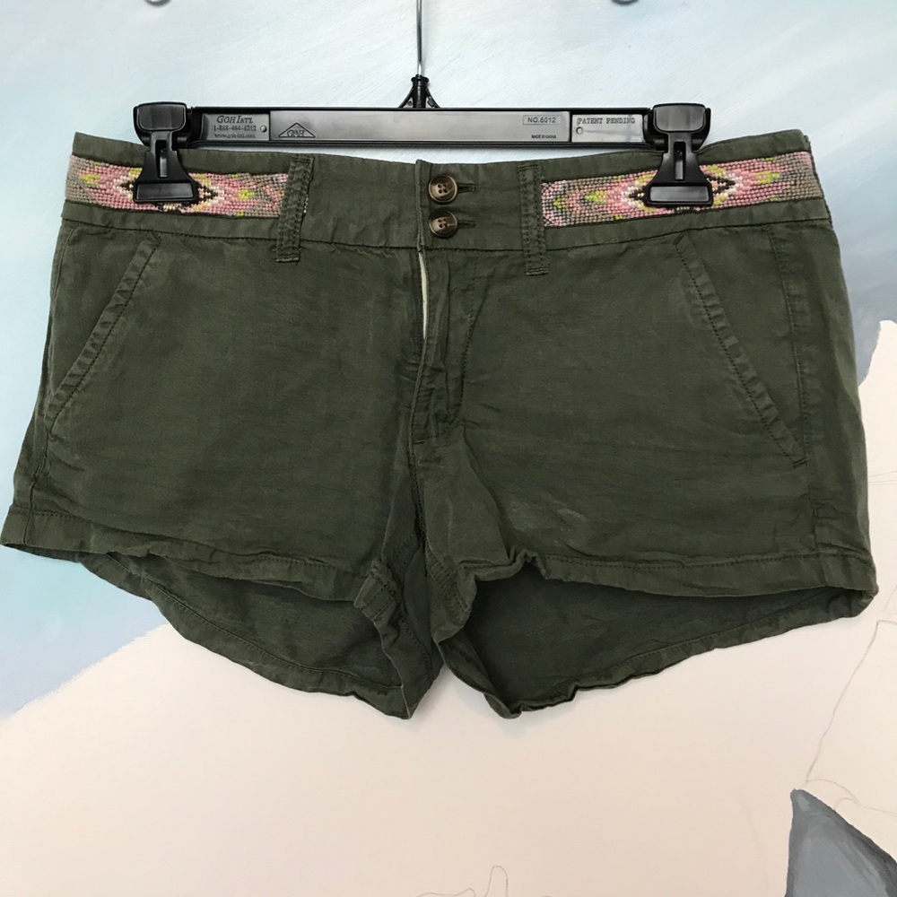 Camo green short shorts