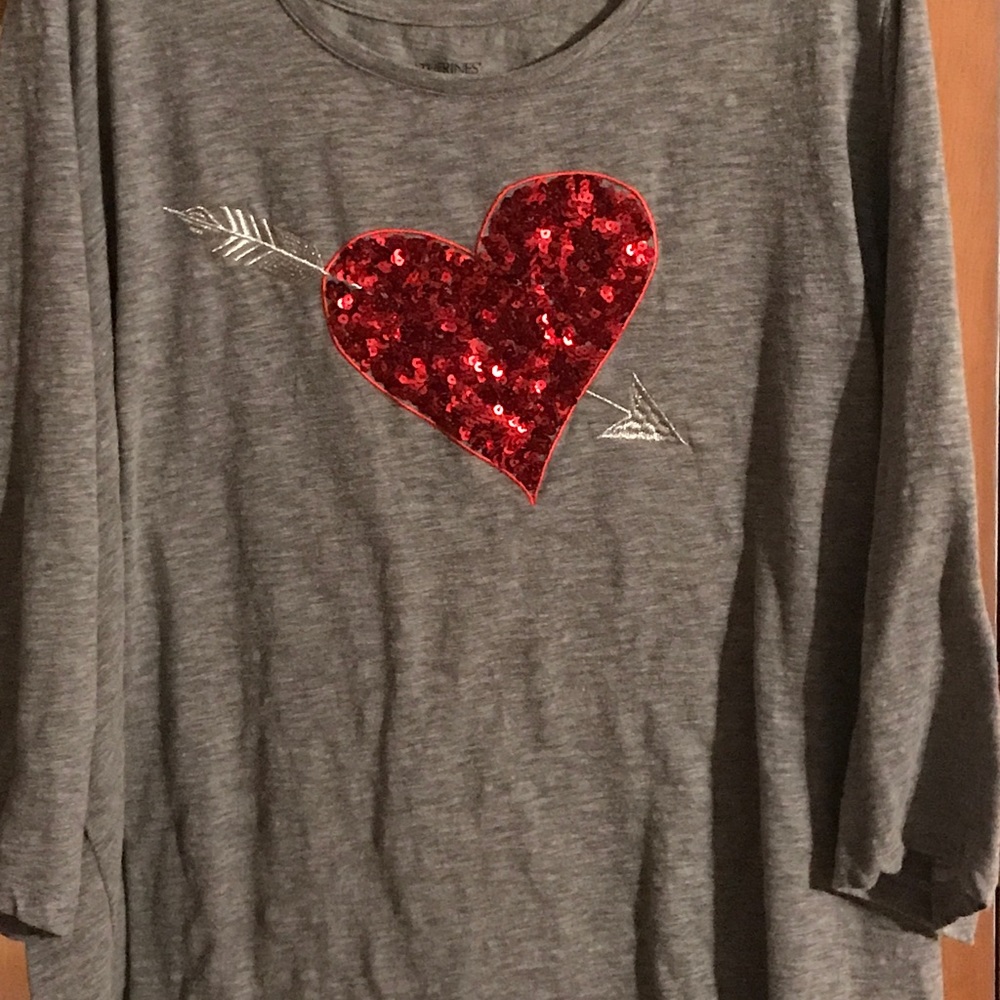Catherine's Plus Size Sequins Heart Shirt