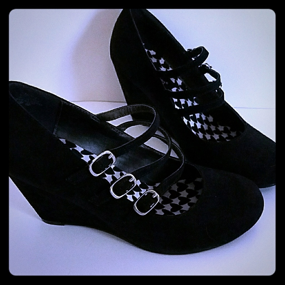 Black Suede Wedges