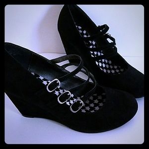 Black Suede Wedges