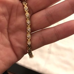 Gold and Rhinestone "xo" tennis bracelet