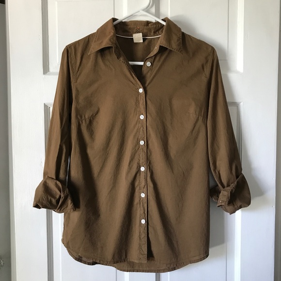 J. Crew Tops - 💕J. Crew Brown Button Down Collared Shirt Size M