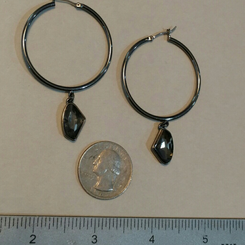 Dark silver Vera Wang Dangly hoop earrings