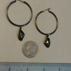 Dark silver Vera Wang Dangly hoop earrings