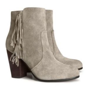 Grey suede cowboy booties
