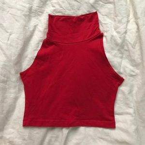 AMERICAN APPAREL RED HIGH-NECK CROP TOP