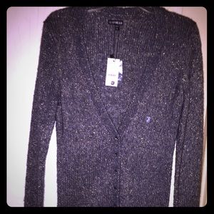 NWT Charcoal/gold button up Cardigan-Express Small