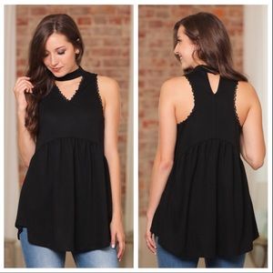 Black Choker lace-trim babydoll