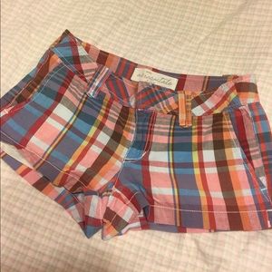 Plaid red, pink, and blue Aeropostale short shorts
