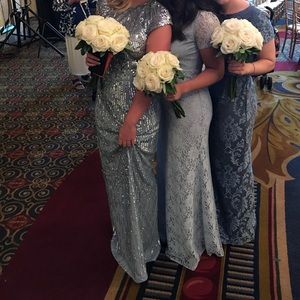 Silver/light blue sequin gown