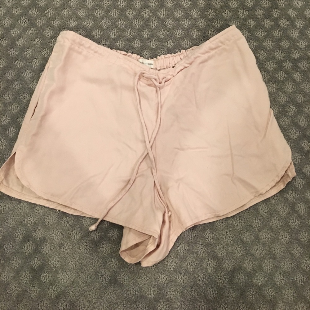 pink draw string shorts with pocket