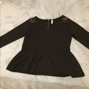 Black studded peplum top