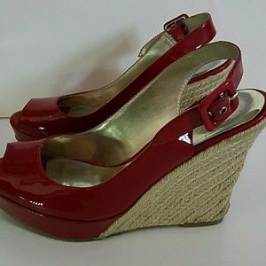 Red Patent Wedges