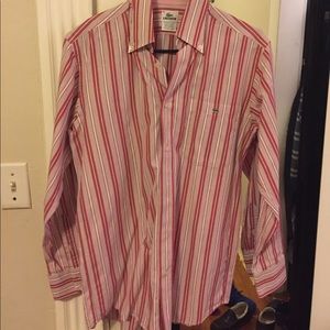 Lacoste size 38 red striped shirt